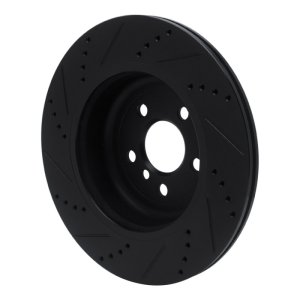 BMW 530I Brake Rotor (1) - Left Rear - R1 Concepts - Drilled & Slotted - Black - `17-`25
